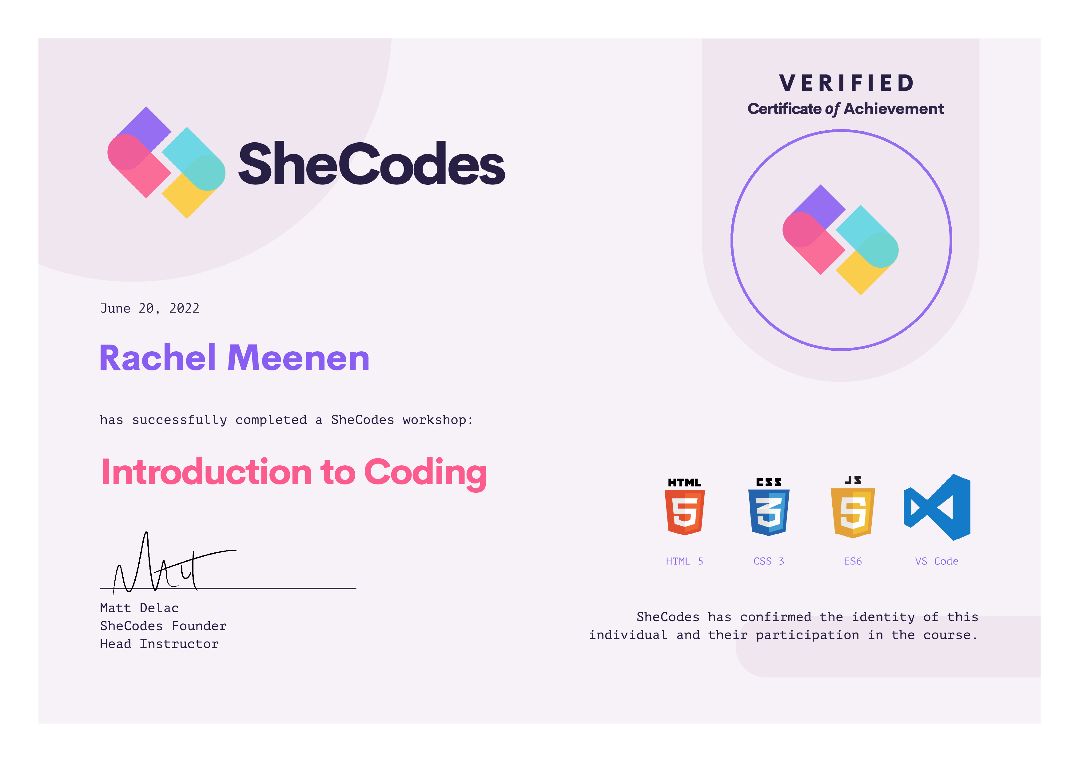 intro to coding certificate